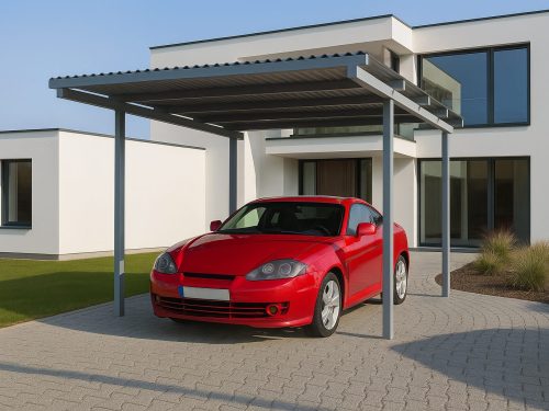 Carport aus Aluminium mit Aluminium Wellplatten