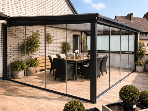 Glasschiebewand aus ESG bis 3.000 mm | 4 - läufig | 3 Scheiben