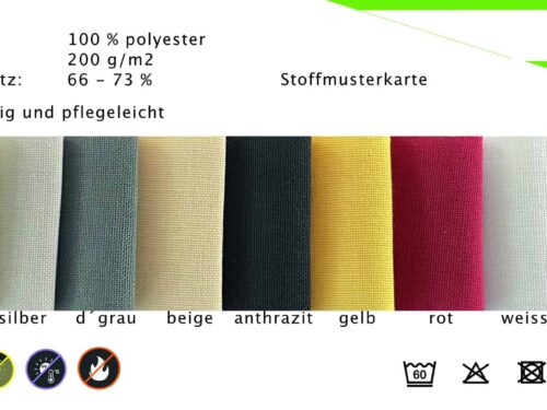 Stoffmusterkarte Polyesterstoffe inkl. Gutscheincode in Höhe von € 15,-