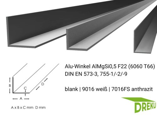 Aluminium Winkel | BLANK, WEISS & ANTHRAZIT | Kurzlänge