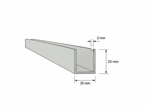 Aluminium U Profil 25x25 2 mm
