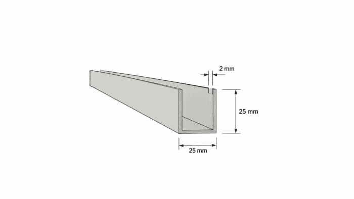 Aluminium U Profil 25x25 2 mm
